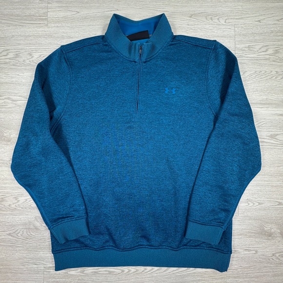Under Armour Other - Under Armour Mens Pullover Storm ColdGear Quarter Zip Blue XL Heathered Fleece